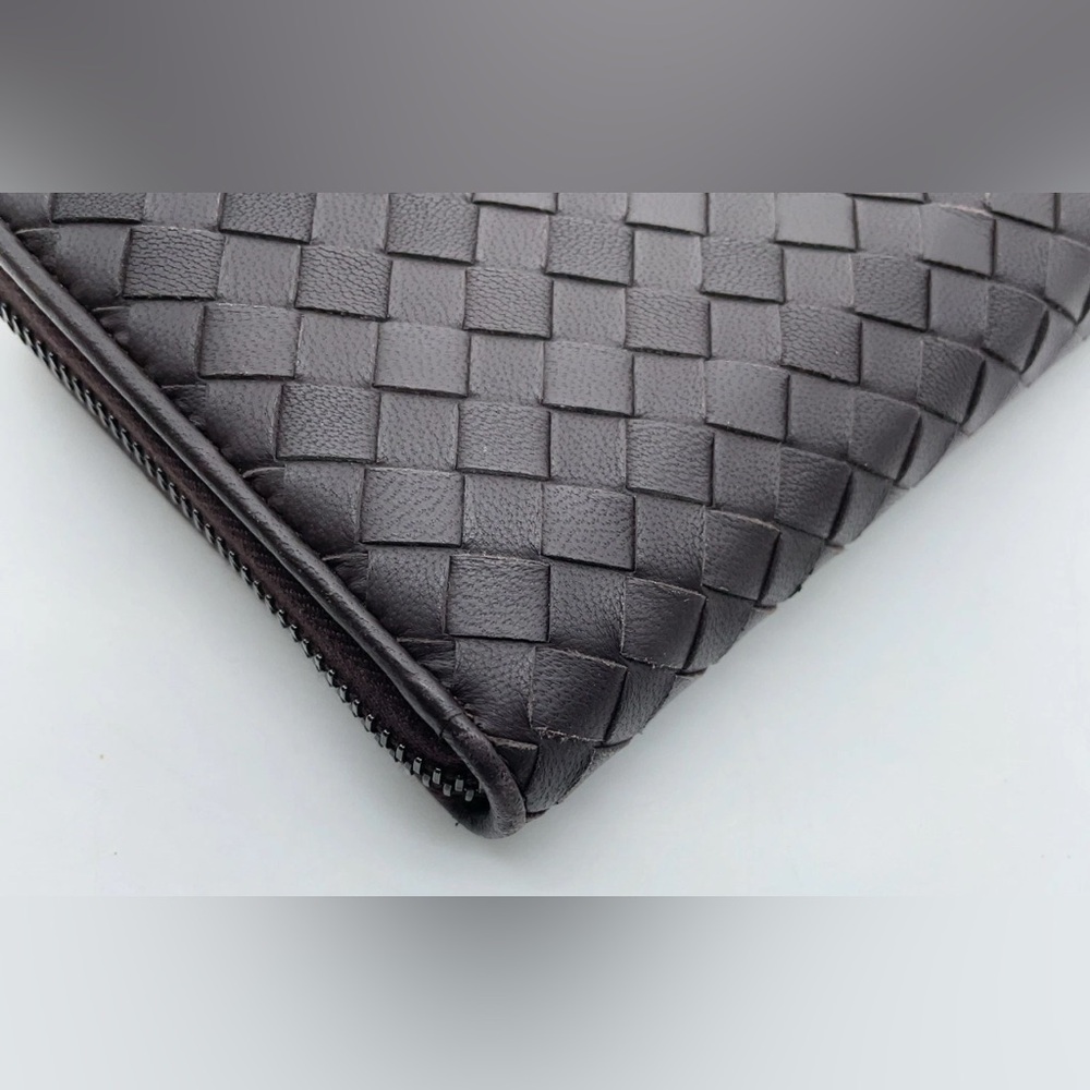 Bottega Veneta Dark Brown Expresso long Leather wallet zip around woven - Picture 6 of 14